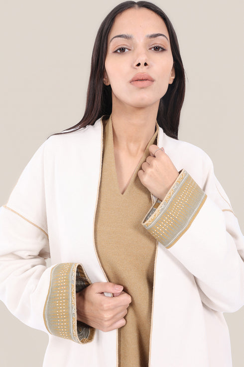 Reversible cotton faux cashmere blend coat